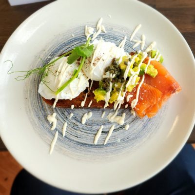 Poached egg and Salmon